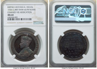 Edward VIII silver "Abdication" Medal 1936 MS64 NGC, BHM-4278. 35mm. By Pinches London. EDWARD VIII KING AND EMPEROR crowned bust left / ASCENDED / TH...