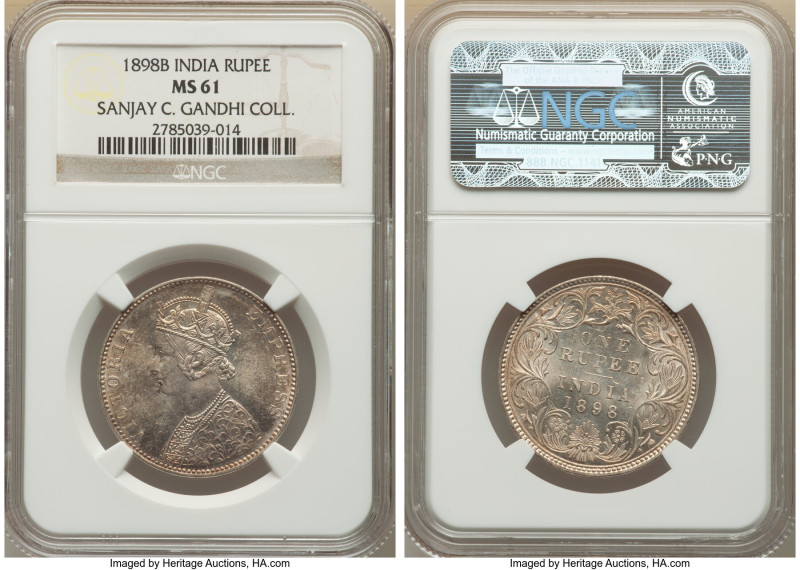 British India. Victoria Rupee 1898-B MS61 NGC, Bombay mint, KM492. Ex. Sanjay C....