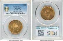 George III gilt copper Proof 1/2 Penny 1805 PR65 PCGS, KM147.1a, S-6621. Edge: Engrailed. Brilliant, attractive and in a Gem grade. George's portrait ...