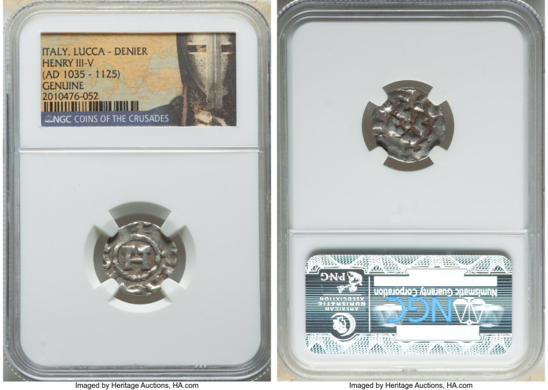 Lucca. Henry III-V Pair of Certified Deniers ND 1035-1125) Genuine NGC, Lucca mi...
