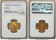 Ferdinand VI gold 2 Escudos 1748 Mo-MF AU50 NGC, Mexico City mint, KM126.1, Fr-19. First year of type. 

HID09801242017

© 2022 Heritage Auctions | Al...