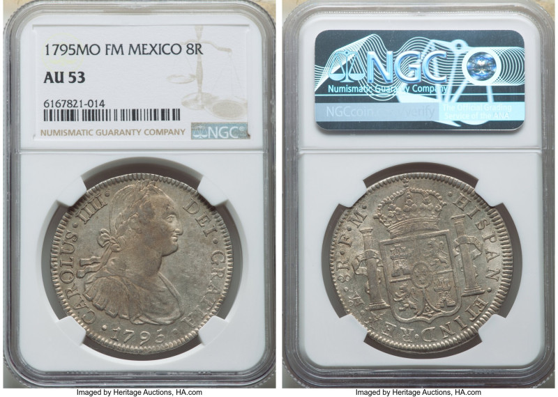 Charles IV 8 Reales 1795 Mo-FM AU53 NGC, Mexico City mint, KM109. 

HID098012420...