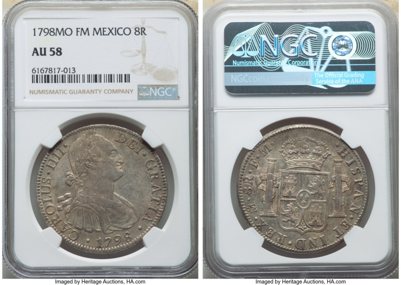 Charles IV 8 Reales 1798 Mo-FM AU58 NGC, Mexico City mint, KM109. 

HID098012420...