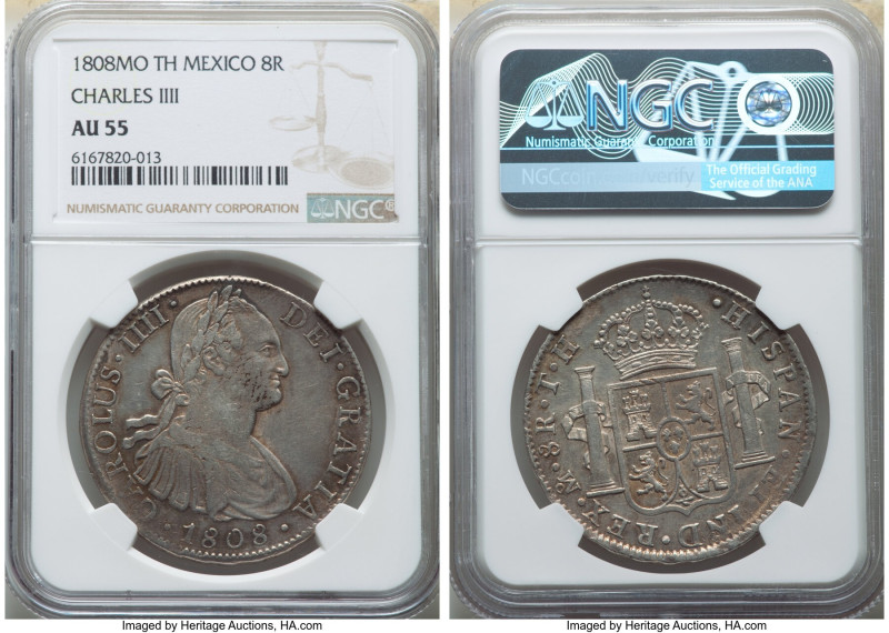 Charles IV 8 Reales 1808 Mo-TH AU55 NGC, Mexico City mint, KM109. 

HID098012420...