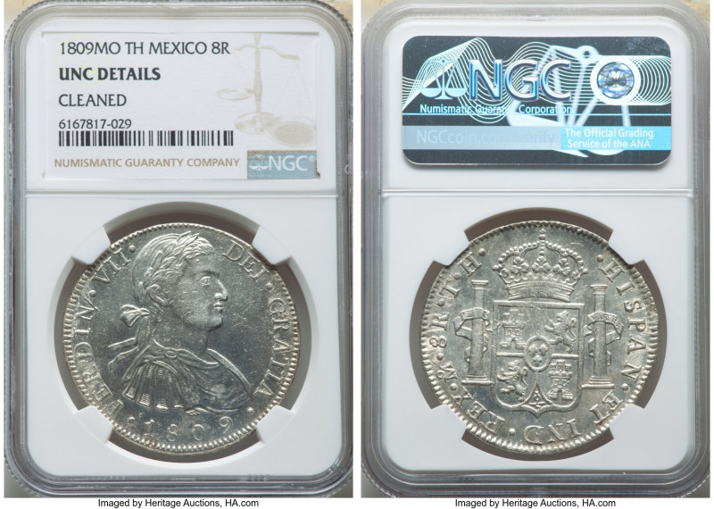 Ferdinand VII 8 Reales 1809 Mo-TH UNC Details (Cleaned) NGC, Mexico City mint, K...