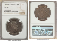 Maximilian 50 Centavos 1866-Mo VF30 NGC, Mexico City mint, KM387. One year type. 

HID09801242017

© 2022 Heritage Auctions | All Rights Reserved