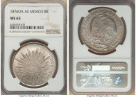 Republic 8 Reales 1876 Oa-AE MS65 NGC, Oaxaca mint, KM377.11, DP-Oa21. A superior Gem with attractively satiny luster covering the fields. 

HID098012...