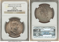 Kingdom of Holland. Louis Napoleon 50 Stuivers 1808-(bee) MS64 NGC, Utrecht mint, KM28. Attractive with swirling luster beneath the dove gray patinati...