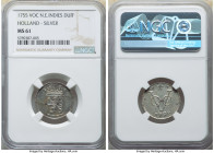 Dutch Colony. United East India Company silver Duit 1755 MS61 NGC, Dordrecht mint, KM70a. Holland Issue. Silver off metal strike. 

HID09801242017

© ...