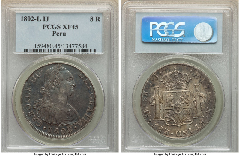 Charles IV 8 Reales 1802 LIMAE-IJ XF45 PCGS, Lima mint, KM97/ 

HID09801242017

...