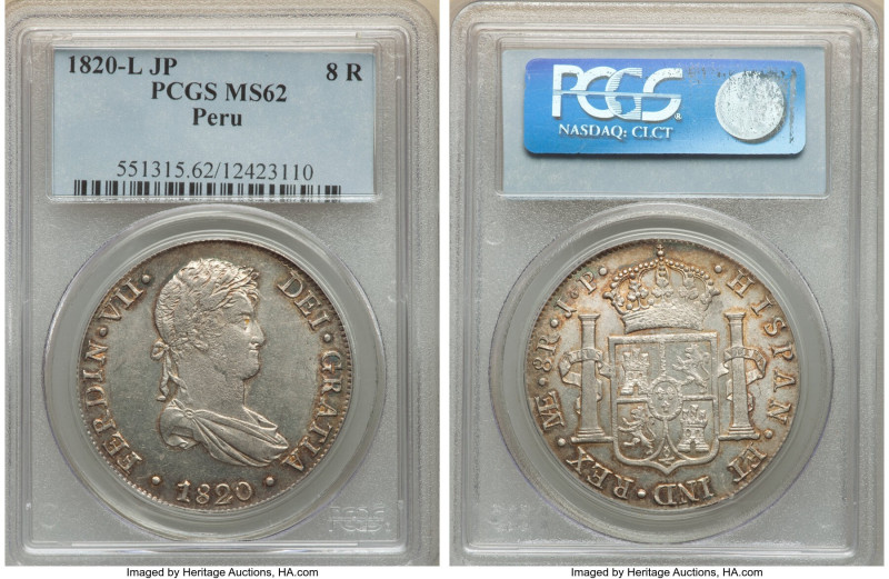 Ferdinand VII 8 Reales 1820 LIMAE-JP MS62 PCGS, Lima mint, KM117.1. 

HID0980124...