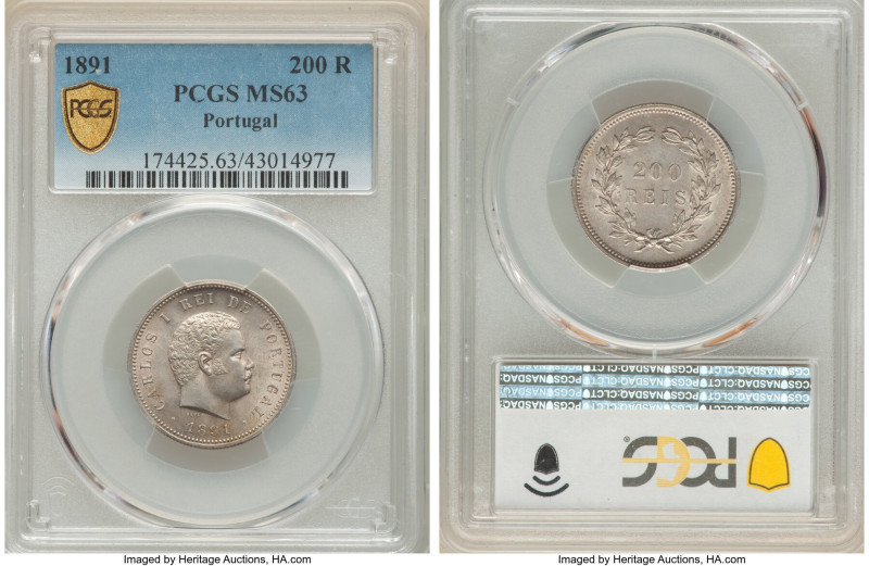 Carlos I 200 Reis 1891 MS63 PCGS, KM534. 

HID09801242017

© 2022 Heritage Aucti...