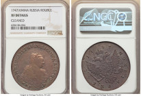 Elizabeth Rouble 1747/6-MMД XF Details (Cleaned) NGC, Red mint, as KM-C19.1 (unlisted overdate), as Bitkin-119 (unlisted overdate). Rare. 

HID0980124...