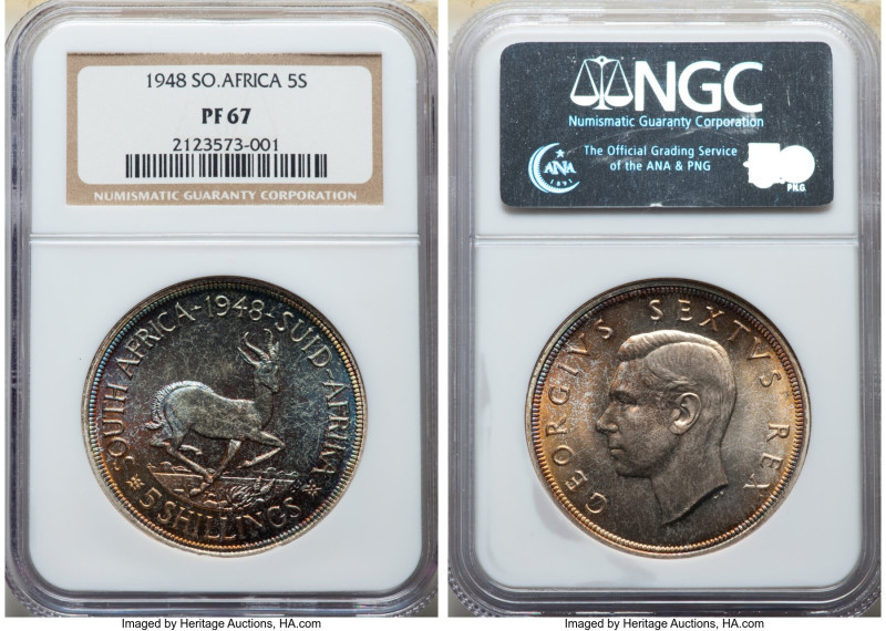 George VI Proof 5 Shillings 1948 MS67 NGC, Pretoria mint, KM40.1. 

HID098012420...