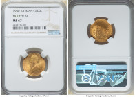Pius XII gold & aluminum Certified "Holy Year" Mint Set Anno MCML (1950) NGC 1) gold 100 Lire - MS67, KM48 2) 10 Lire - MS64, KM47 3) 5 Lire - UNC Det...