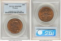 Pair of Certified Assorted Issues PCGS, 1) France: Republic 10 Centimes 1900 - MS63 Red and Brown, Paris mint, KM843 2) Germany: Wilhelm II 1/2 Mark 1...