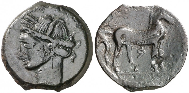 (III-II a.C.). Zeugitana. Cartago. AE 27. (S. 6510 var) (Müller 190) (SNG. Cop. ...