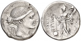 (hacia 108-107 a.C.). Gens Valeria. Denario. (Bab. 11) (Craw. 306/1). 3,76 g. MBC+.