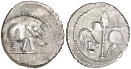 (49 a.C.). Julio César. Denario. (Spink 1399) (S. 49) (Craw. 443/1). 3,84 g. Anvers descentrado. (MBC).