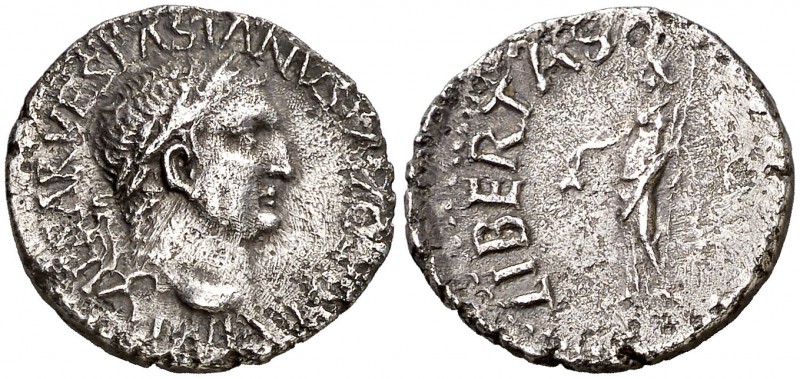 (69-70 d.C.). Vespasiano. Tarraco. Denario. (Spink falta) (S. 260) (RIC. 1346) (...