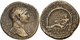 (110 d.C.). Trajano. Sestercio. (Spink 3179) (Co. 20) (RIC. 463). 25,33 g. Escasa. MBC-.