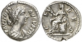 (161-175 d.C.). Faustina hija. Denario. (Spink 5249 var) (S. 35a var) (RIC. 669 var). 3,37 g. EBC-.
