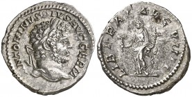 (214 d.C.). Caracalla. Denario. (Spink 6814) (S. 139) (RIC. 302). 3,26 g. EBC-.