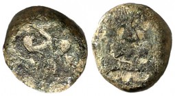 Ispali (Sevilla). Nummus. (Cru. grupo A, tipo 2). 0,58 g. Ex Áureo 28/05/2003, nº 3398. BC+.