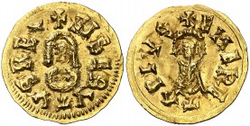 Sisebuto (612-621). Emerita (Mérida). Triente. (CNV. 258.14) (R.Pliego 286a). 1,48 g. MBC+.