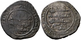 AH (4)74. Taifa de Zaragoza. Ahmed I al-Moqtadir. Sarqusta. Dirhem. (V. 1212) (Prieto 268o). 5,81 g. Ceca parcial, fecha totalmente legible. Rara. BC+...