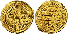 AH (4)98. Sulayhidas del Yemen. Acuñada a nombre de al-Mukarram Ahmad por su viuda, Arwa. Di lillah. 1/2 dinar maliki. (S.Album 1078.1). 1,18 g. EBC.