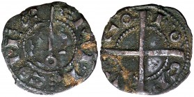Comtat d'Empúries. Ponç Hug IV (1230-1269). Empúries. Diner. (Cru.V.S. 100.2) (Cru.C.G. 1913). 0,55 g. Rara. MBC-.