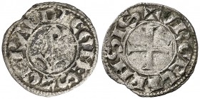 Comtat d'Urgell. Guerau de Cabrera (1208-1209/1212-1228). Agramunt. Òbol. (Cru.V.S. 124) (Balaguer 128-1, mismo ejemplar) (Cru.C.G. 1940). 0,35 g. Ex ...
