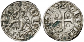 Comtat d'Urgell. Ponç de Cabrera (1236-1243). Agramunt. Diner. (Cru.V.S. 126.3) (Cru.C.G. 1943a). 1,04 g. Leves manchitas. Escasa. (MBC).