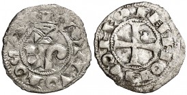 Comtat de Tolosa. Ramon VI (1194-1222) i Ramon VII (1222-1249). Tolosa. Òbol. (Cru.Occitània 81). 0,40 g. Escasa. MBC-.