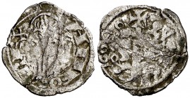 Alfons I (1162-1196). Aragón. Óbolo jaqués. (Cru.V.S. 299) (Cru.C.G. 2107). 0,33 g. Desdoblada. Escasa. (BC+).