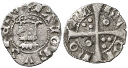 Jaume II (1291-1327). Barcelona. Òbol. (Cru.V.S. 349.1) (Cru.C.G. 2167a) 0,35 g. Letras A y U latinas. Escasa. MBC-.