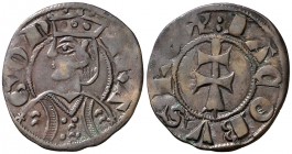 Jaume II (1291-1327). Aragón. Dinero jaqués. (Cru.V.S. 364) (Cru.C.G. 2182). 1,23 g. En la parte inferior del vestido, una estrellita de 5 puntas en c...
