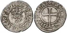 Jaume II de Mallorca (1276-1285/1298-1311). Mallorca. Diner. (Cru.V.S. 542 var) (Cru.C.G. 2508 var). 0,86 g. Punto después de la primera M. Rayitas. M...