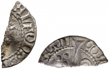 Alfons IV (1416-1458). Perpinyà. Mig croat. (Cru.V.S. tipo 826) (Cru.C.G. tipo 2873 p. 478-479). 0,47 g. Mig croat partido para circular como divisor....
