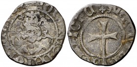 Joan II (1458-1479). Mallorca. Dobler. (Cru.V.S. 961) (Cru.C.G. 2997). 1,33 g. Marcas: caballo-perro. Escasa. MBC-.
