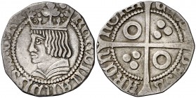 Ferran II (1479-1516). Barcelona. Croat. (Cru.V.S. 1141.1) (Cru.C.G. 3070f var). 2,58 g. Ligeramente recortada. (MBC).