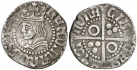 Ferran II (1479-1516). Barcelona. Mig croat. (Cru.V.S. falta) (Cru.C.G. 3076d). 2,25 g. Escasa. MBC-.