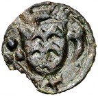 Anglesola. Pugesa incusa. (Cru.L. falta) (Cru.C.G. 3627). 0,61 g. Cospel algo faltado. Pequeña grieta reparada. Muy rara. (MBC).