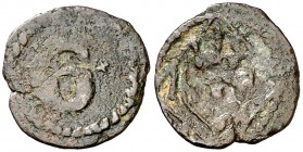 Girona. Senyal. (Cru.L. 1549) (Cru.C.G. 3726). 0,62 g. Ex Colección Ramon Muntaner 24/04/2014, nº 743. Rara. BC+.