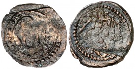 Girona. Senyal. (Cru.L. 1555) (Cru.C.G. 3729). 0,71 g. Limpiada. Algo alabeada. Muy rara. (BC).