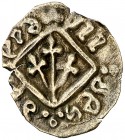 Lleida. Pugesa incusa. (Cru.L. 1754 var) (Cru.C.G. 3761 var). 0,35 g. Latón. GE. Cospel faltado. Limpiada. Rara. (MBC).