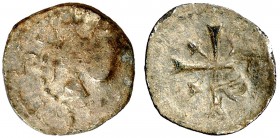 Puigcerdà. Diner. (Cru.L. 2017 var) (Cru.C.G. 3826a var). 0,55 g. Contramarca: P (realizada en 1519). Rara. MBC-/MBC.