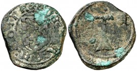 Tarragona. Mig senyal. (Cru.L. 2149) (Cru.C.G. 3867). 3,85 g. Oxidaciones. Escasa. (BC+).