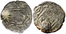 Vic. Diner. (Cru.L. 2235, mismo ejemplar) (Cru.C.G. 3897a, mismo ejemplar). 0,56 g. Busto a derecha. Contramarca: estrella (realizada en 1527). Muy es...